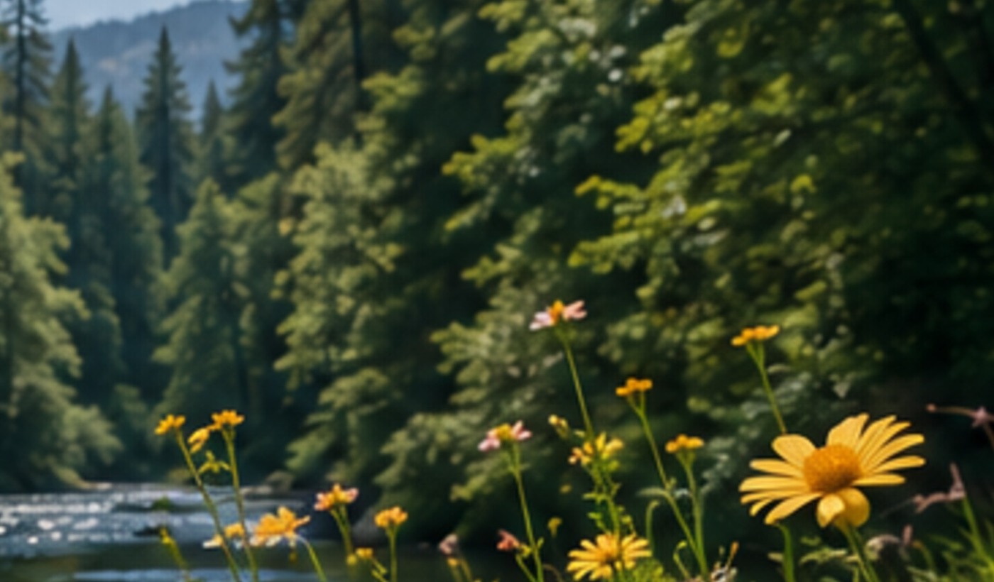 Illustrative river and forest habitat